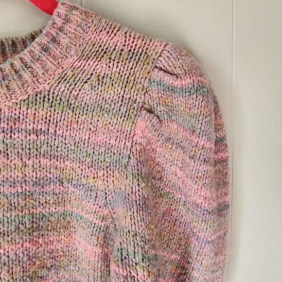 LoveShackFancy Aquarius Pullover Chunky Knit Sweater Pink Cloud Puff Sleeve S - Picture 5 of 12